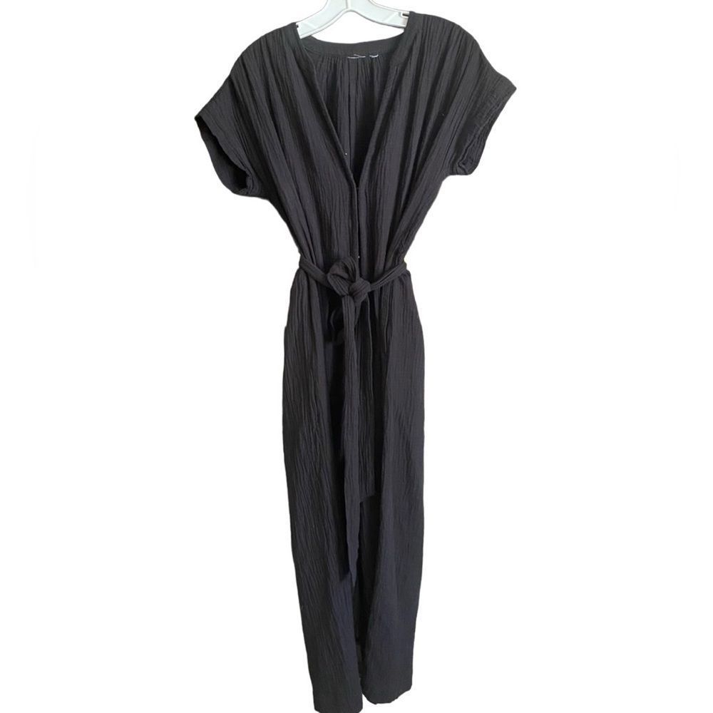 Black Cotton Wide Leg Jumper Jumpsuit Size Medium
